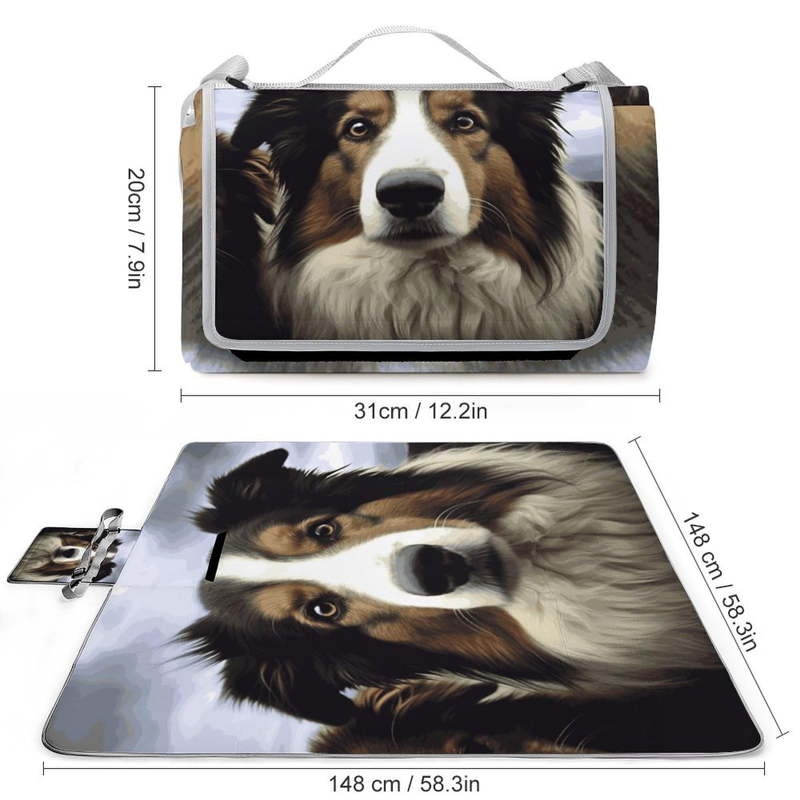 Tappetino pieghevole per esterni con cane pecora, superficie impermeabile, facile da pulire, coperta da viaggio, per campeggio primaverile ed estivo