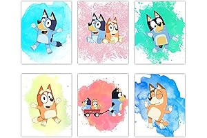 Akyzag Design, Bluey Posters - (8x10 Inch) Set of 6 Unframed – Bluey Bedroom Decor