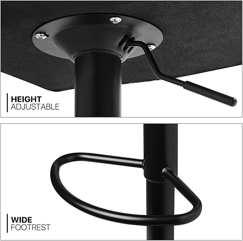 Miniatura 9 de MoNiBloom Adjustable Bar Stools Set of 2 PU Leather Swivel Counter Height Modern Square Island Barstool with Back for Kitchen Counter Chairs, Blue