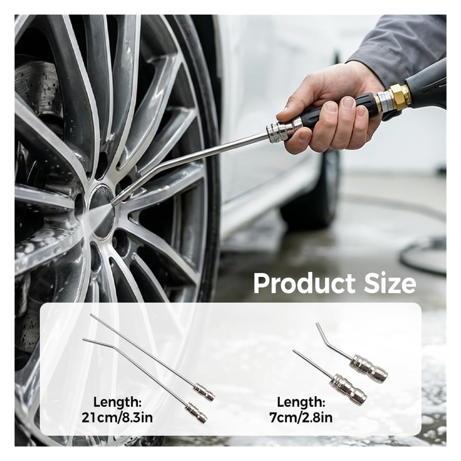 Kit 4 Ugelli Idropulitrice per Pulizia Condizionatore e Lavatrice, Estensione Ugello a Ago in Acciaio Inox 1/4" Attacco Rapido, Accessori Idropulitrice per Spazi Stretti(12)