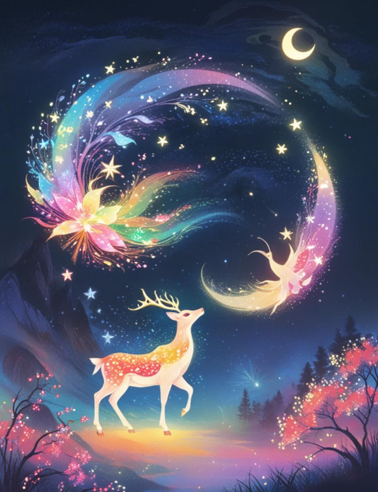 Stithej Stamped Cross Stitch Kit Dream Deer for Adult Beginner
