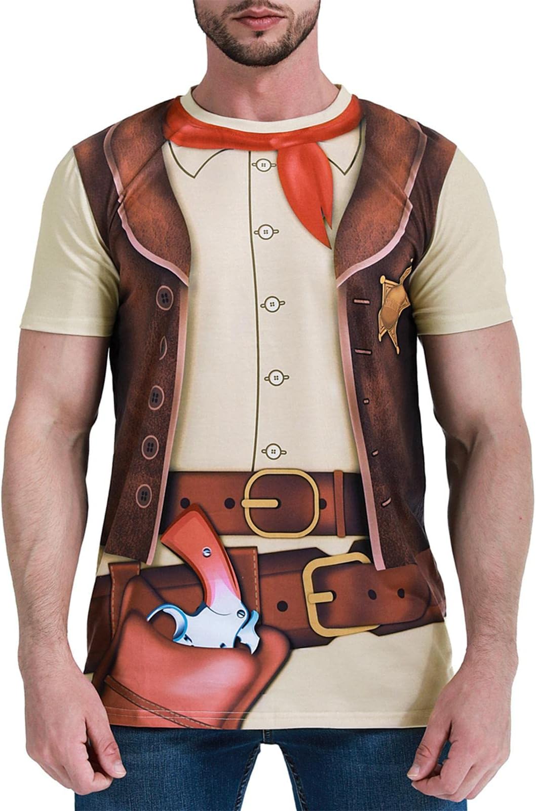 COSAVOROCKMen's Western Cowboy Costume T-Shirts