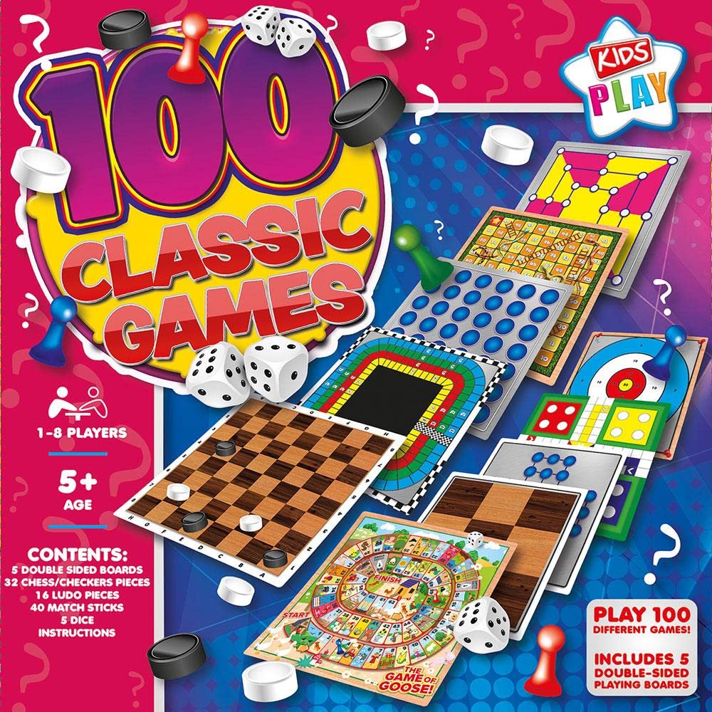 JMS we create smile 100 Classic Compendium Games -A Collection of Classic Family Board Games - Includes Chess, Match Sticks and Ludo
