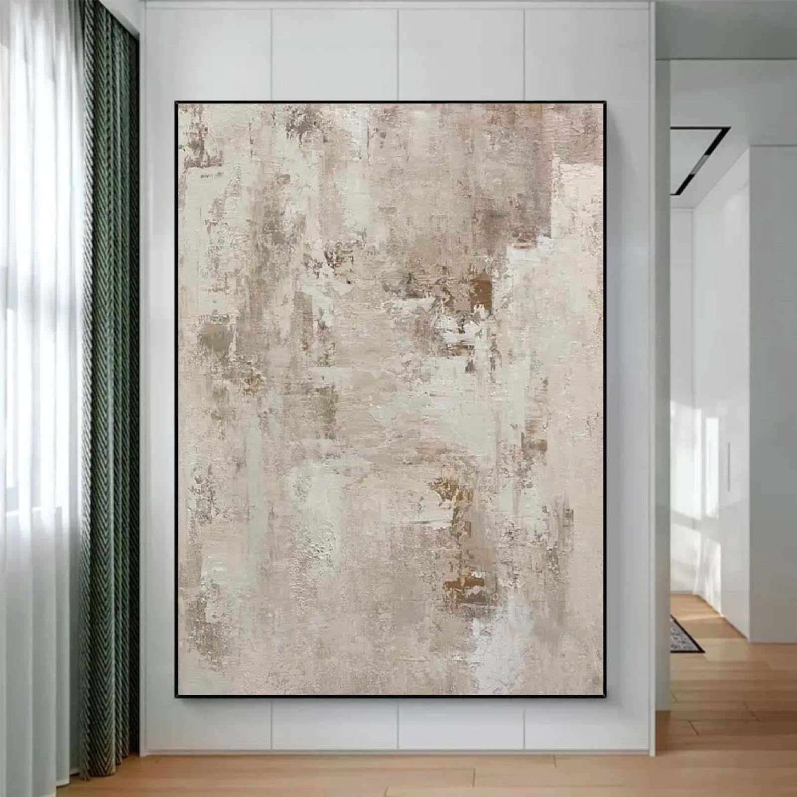 18meng Art Abstrakt Leinwand Bilder 200x100 cm Beige Weiß Leinwandbild 1 tlg Kunstdruck Wandbilder Modern Groß XXL Wohnzimmer Schlafzimmer Wanddekoration Canvas Design Wandbild Frameless