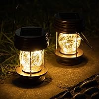 Vista 6 de Linternas solares colgantes al aire libre - 20 luces LED alimentadas por energía solar, luces de hadas de Navidad, linternas impermeables