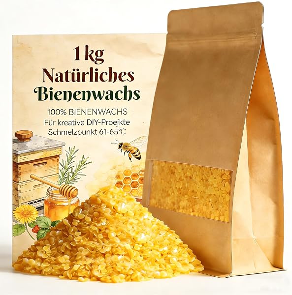 Bienenwachs 1kg, Pure Bienenwachs Bio für Kosmetik Kerzen Kosmetikprodukte Seifen Bienenwachstücher Holz Hautp