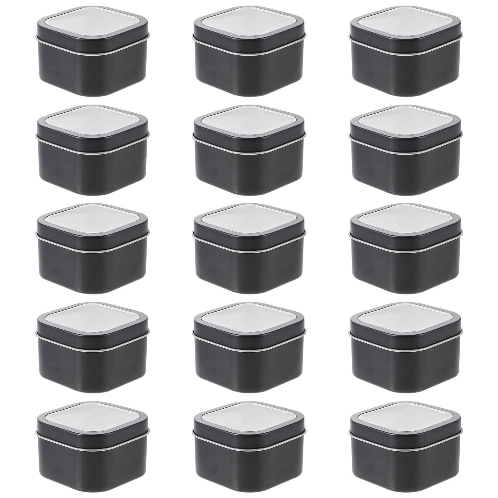 MUCKLILY 15 Piezas Latas de Metal Negras de 8 Onzas con Tapas Transparentes