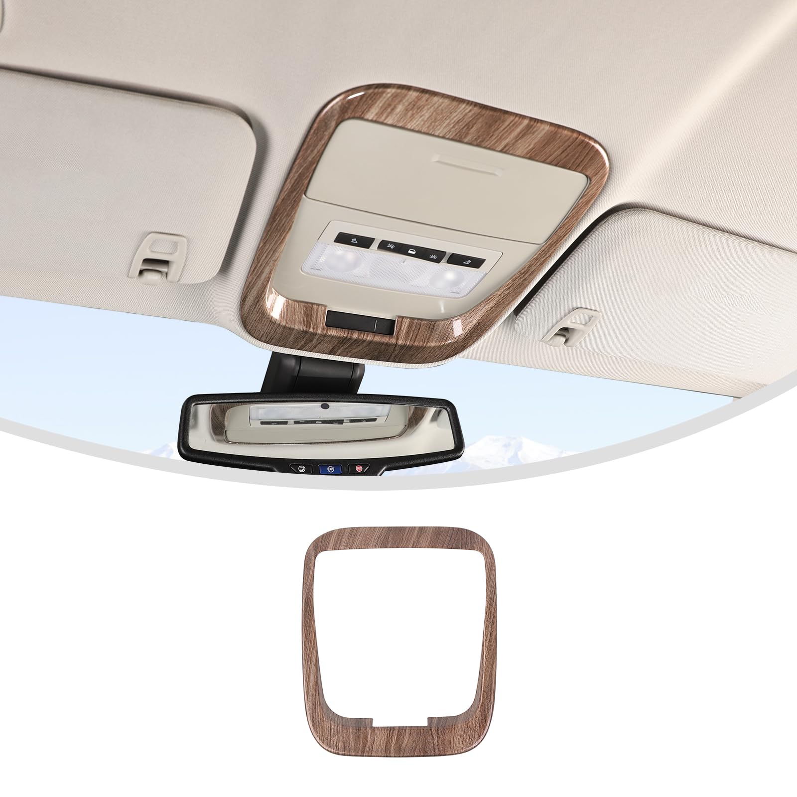 Linskip Dome Light Trim Cover for Chevrolet Colorado & GMC Canyon 2014-2022, for Chevy Colorado Overhead Lamp Trim, Interior Accessories(Wood Grain)