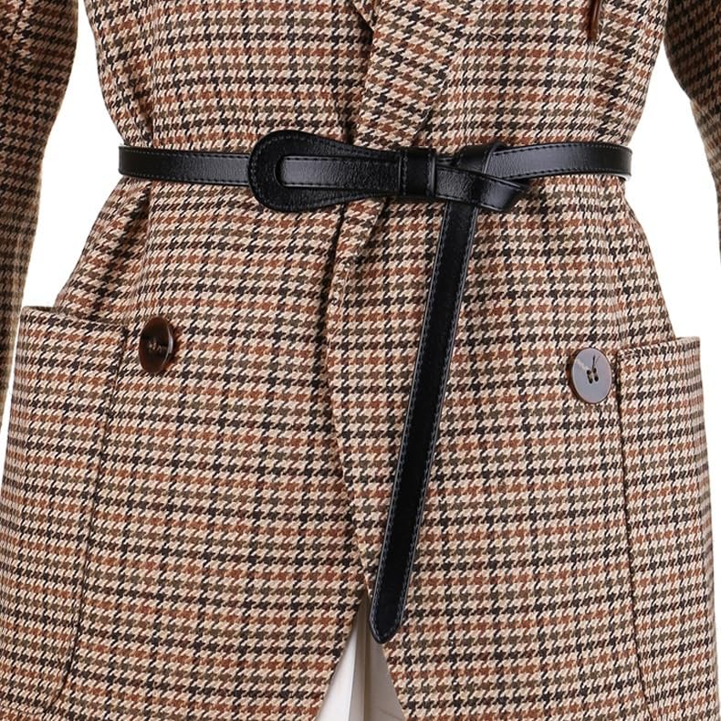 Belt for Women's Decoration Suit with Dress Waist Tied Knotted Cowhide Belt for Women's Thin(D)2