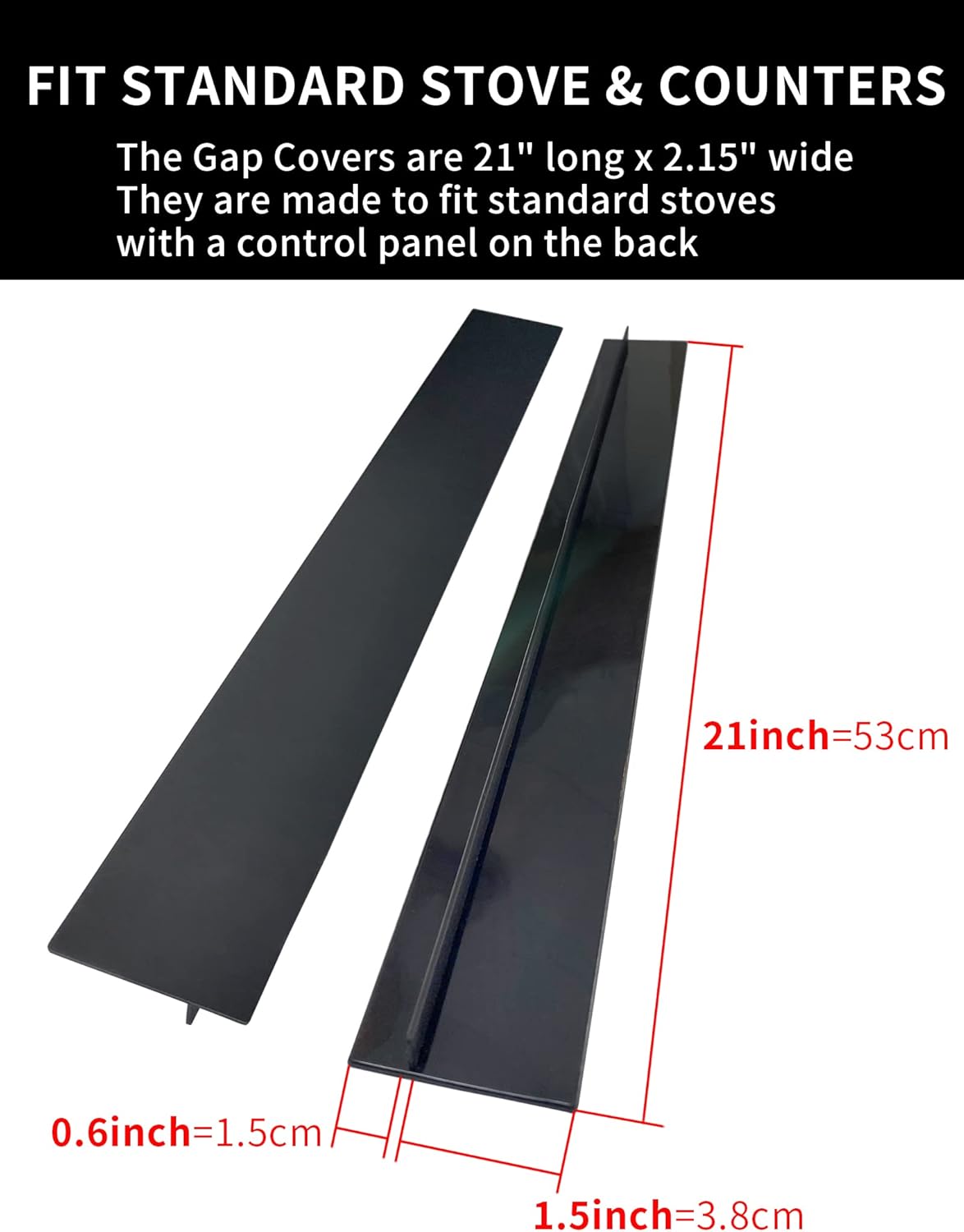 Donpearl Black Stove Gap Covers (2 Pack), Silicone Gap Filler for Stove and Counter, Oven Edge Side Gap Guards, Kitchen Range Crumb Catcher Strips between Stovetop and Countertop (21 inch Black)