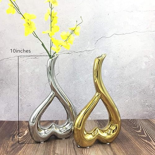 Miniatura 2 de Anding Jarrón artístico de cerámica Love de 10 pulgadas de alto, dorado, plateado, rojo, negro, blanco, oficina en casa, decoración, elige la