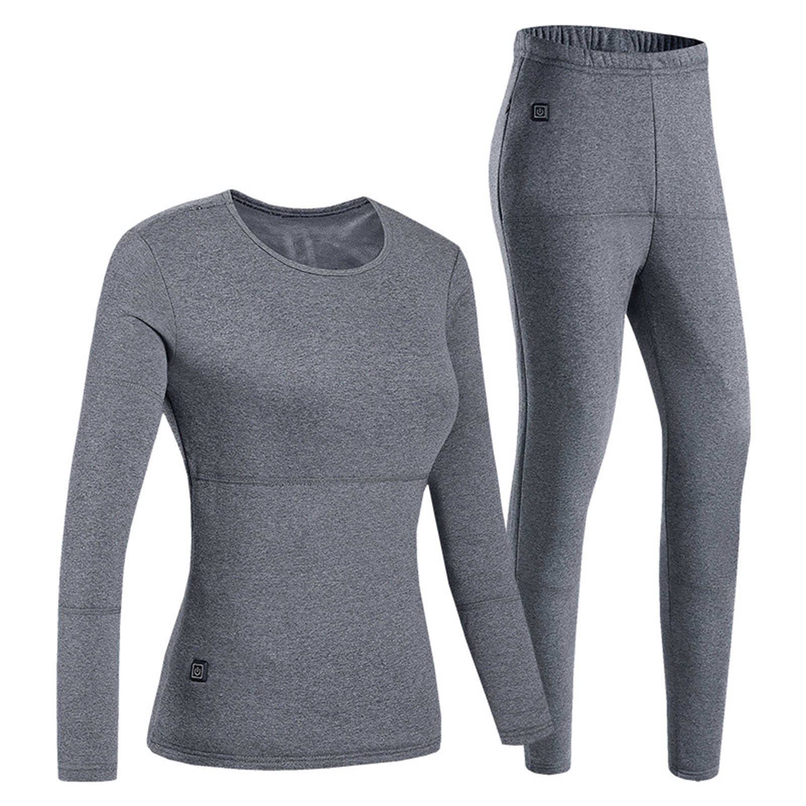 Women's Inner Fleece Thermal Underwear Set - Men's Thermal Underwear Set - Warm Thermal Top and Thermal Trousers Leggings Functional Underwear Sets