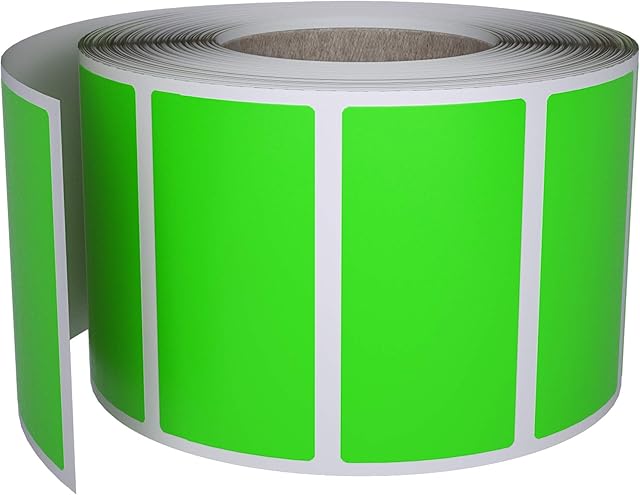 Royal Green Colour Coding Stickers Bright Neon Green Rectangle Labels Rolls 4 cm x 1.9 cm (40mm x 19mm) Writable Surface 500 Pack