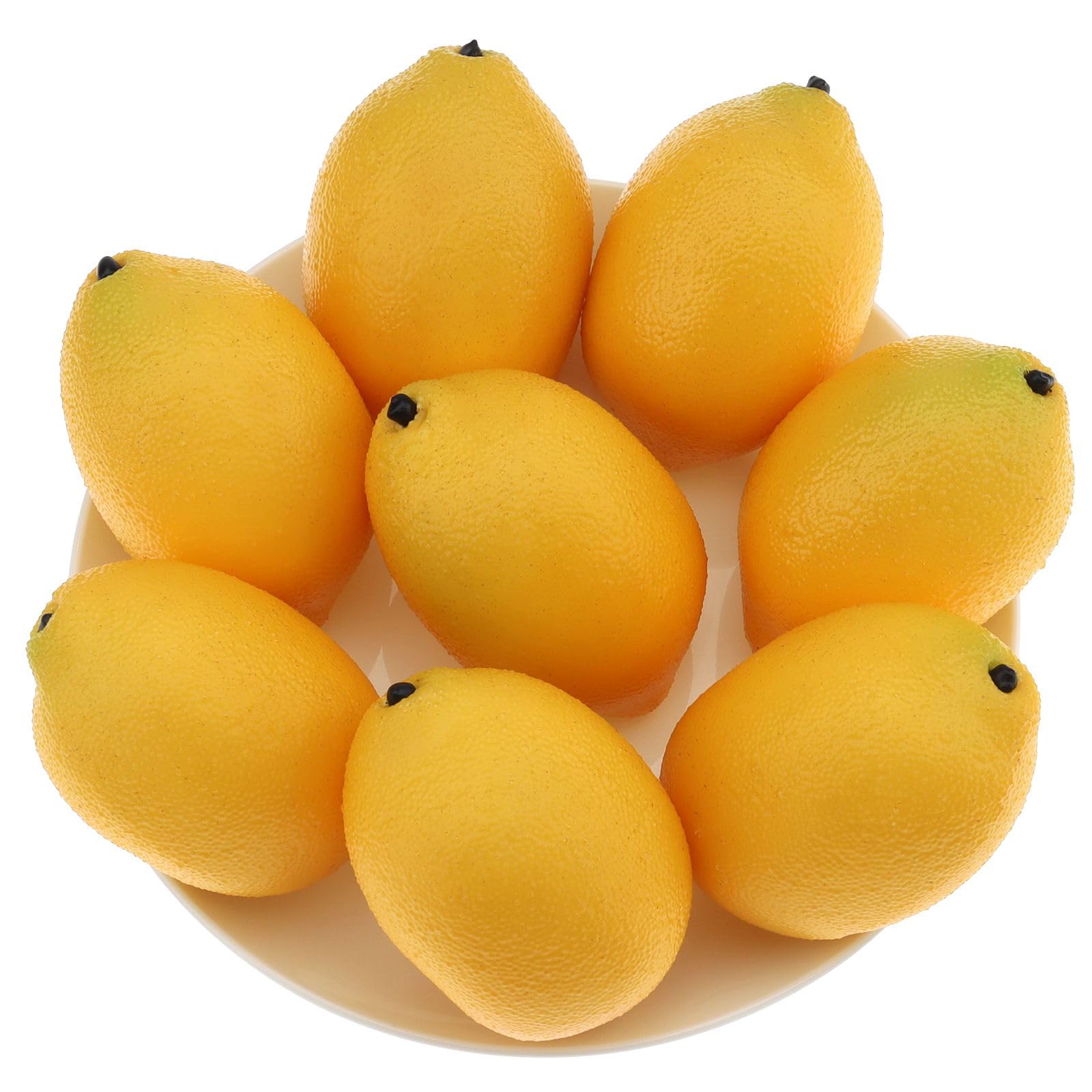 Gresorth 8pcs Artificial Lifelike Simulation Yellow Lemon Fake Fruit Model Decoration Home Kitchen Cabinet