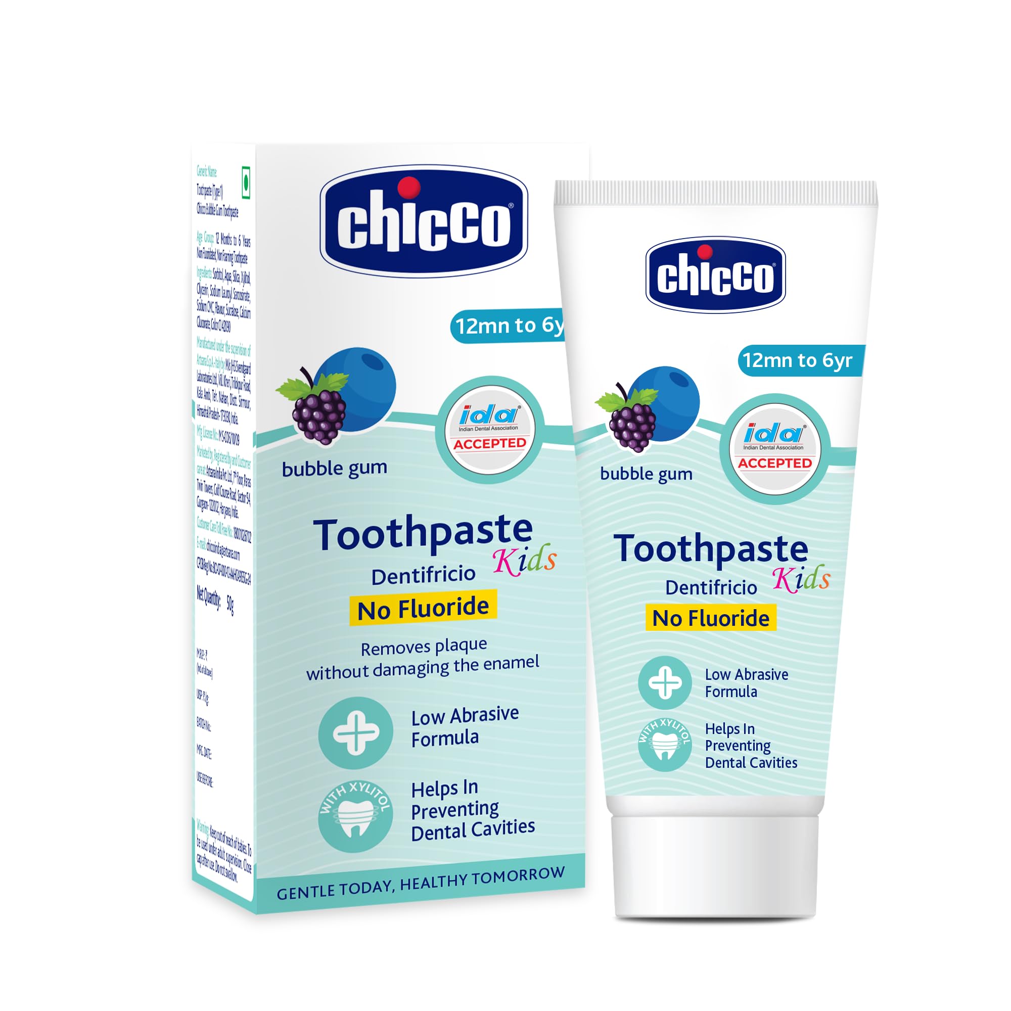 Chicco Toothpaste Bubble Gum 1-6Y 50g No Fluoride
