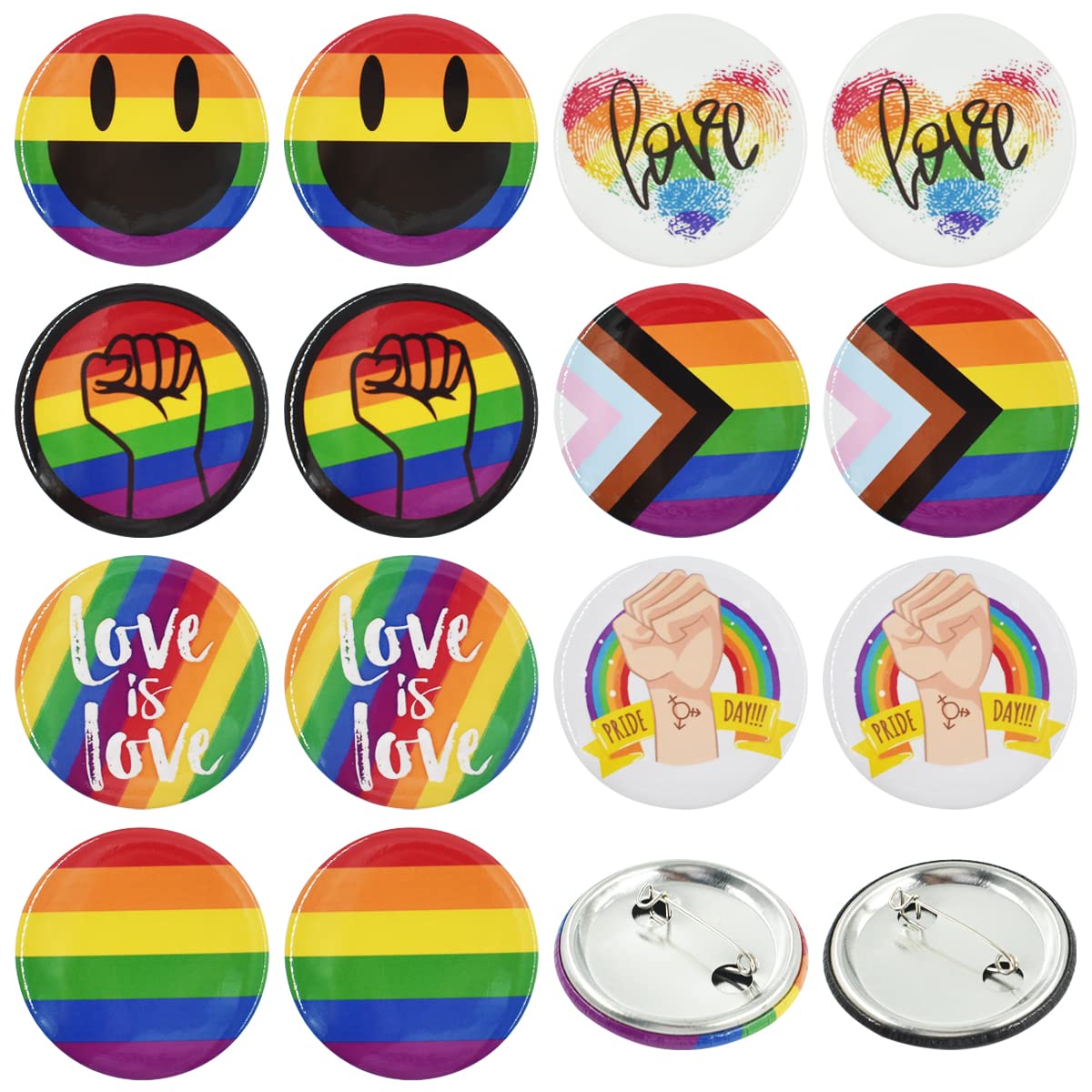 14Pcs LGBTQ Pride Pride Rainbow Brooch Round Badge Button Pin 1.7 inch/44mm for decorate Hat Shirt Clothing Bag Accessories 7 Different Patterns