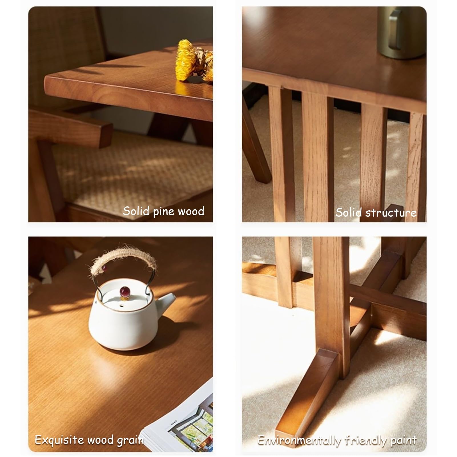 Tavolo da Pranzo Quadrato, Tavolo da Cucina in Legno, Struttura Stabile, Tavolo da Riunione per Ufficio, Tavolo per la Negoziazione Della Reception, per Casa, Ufficio(70cm/27.5in)