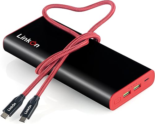 LinkOn - Batería externa (136 W, 26800 mAh, 100 W, USB-C PD3.0 PPS y dos puertos USB-A QC3.0 de 18 W, para MacBook Air Pro, Dell HP, Microsoft