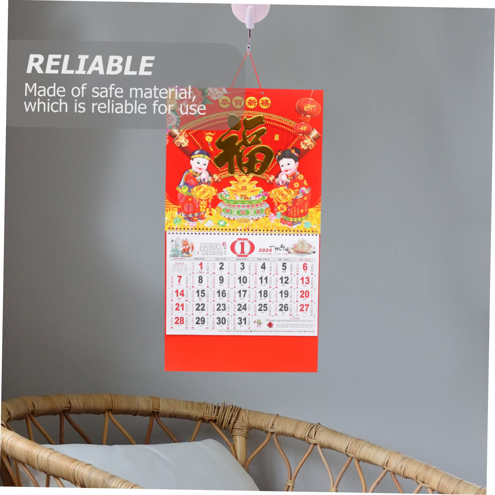 SEWACC 4stücke Hängender Wandkalender Mit Traditionellem Chinesischem Design Monatskalender Für Familie Und Büro Amerikanischer Feiertage Aus Hochwertigem Gefertigt