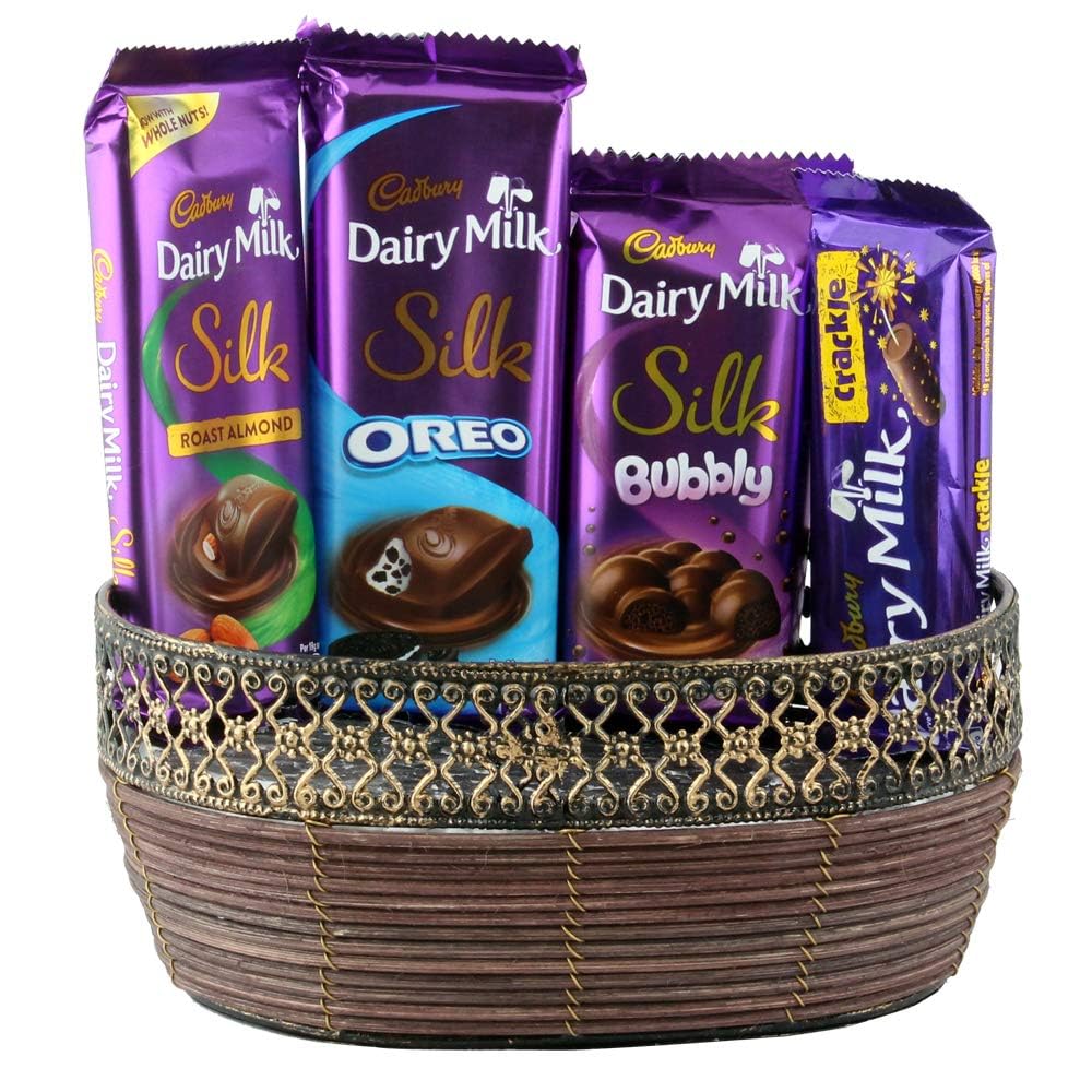 Astonished Retail Astonished Dairy Milk Silk Flavored Chocolates with Handmade Basket | Chocolate Gift Hamper for Diwali, Birthday, Holi, Rakhi, New Year, Christmas, Anniversary, 1