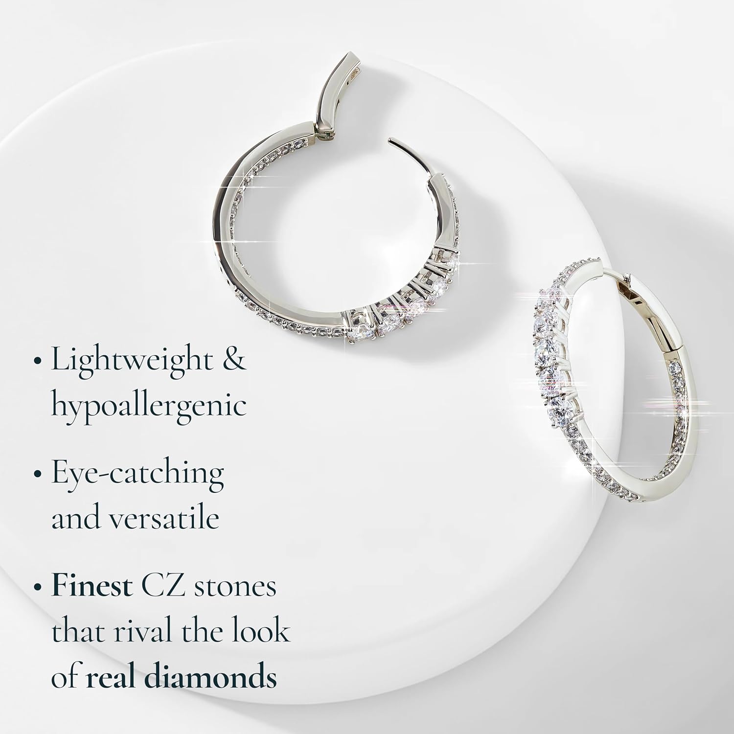 Nadri Hoop Earrings for Women - Cubic Zirconia Cartilage Gold Earrings