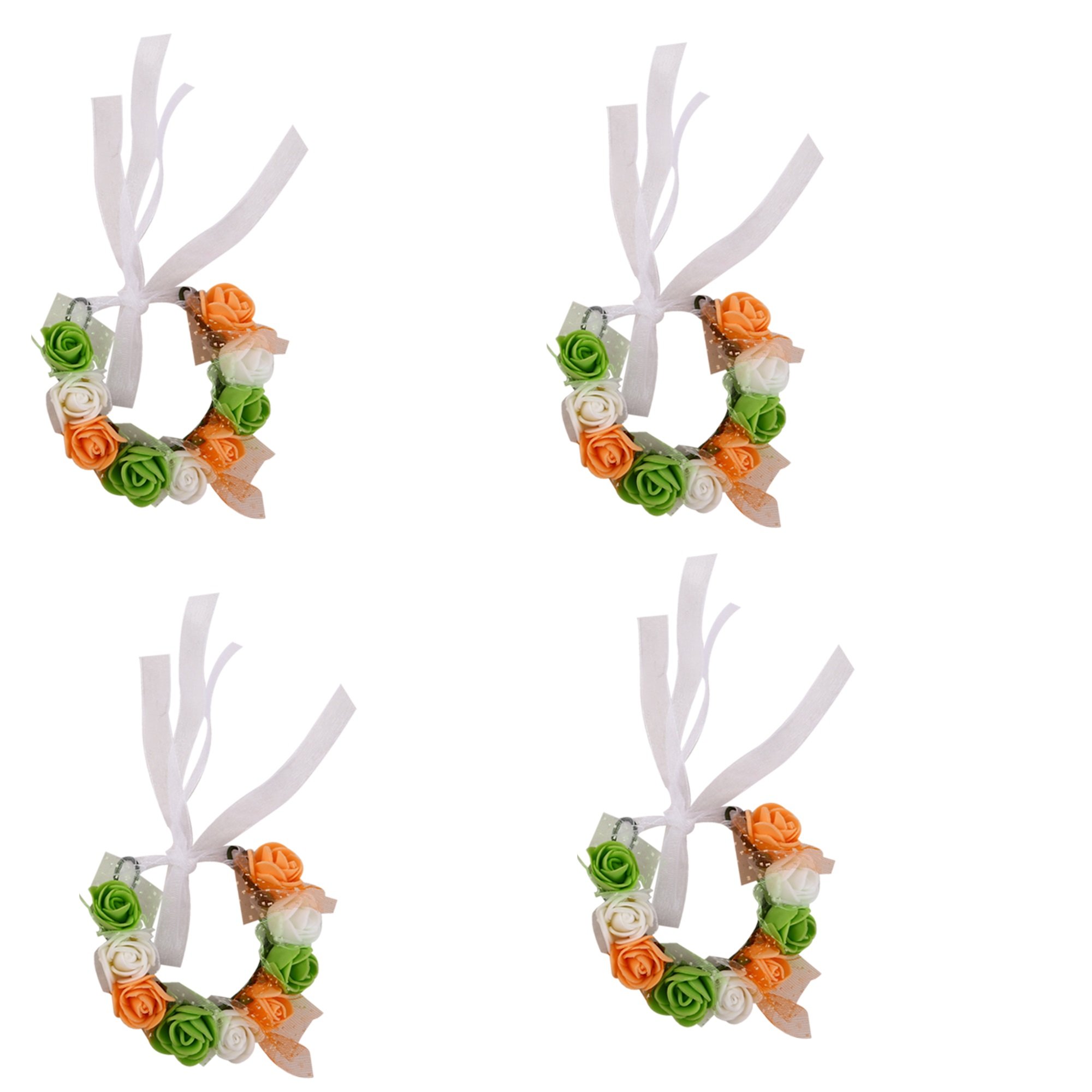 sanjogGreen White Orange Independentce/Republic Day Pretty Wrist Band for Women and Girls - Pack of 4