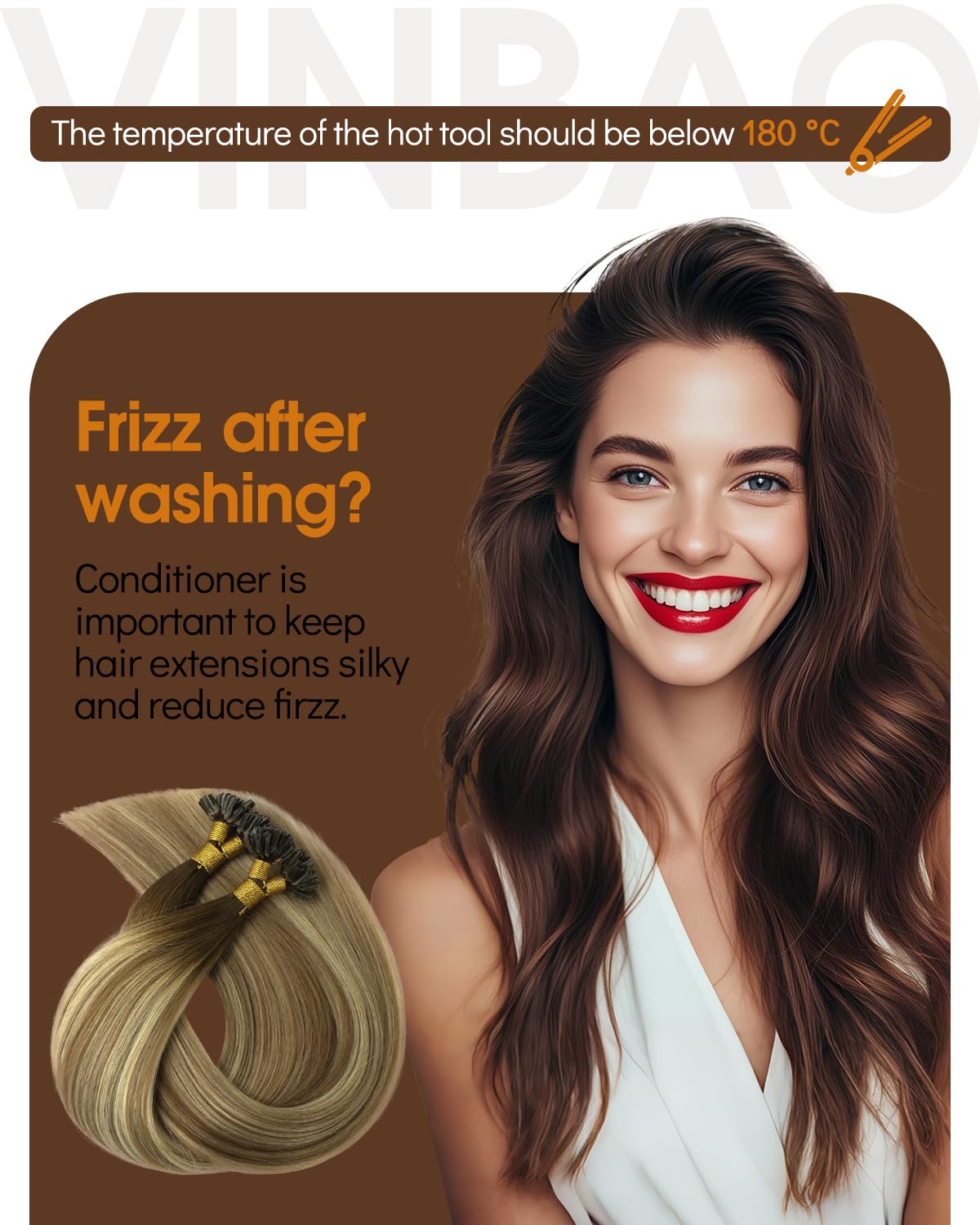 VINBAO Extension Capelli Veri Cheratina 40cm 50Ciocche 40g Balayage Marrone Chiaro Highlights Ash Blonde Extension Cheratina Capelli Veri Remy Invisible U Tip Hair Extensions (#UTip3/8/22, 16")