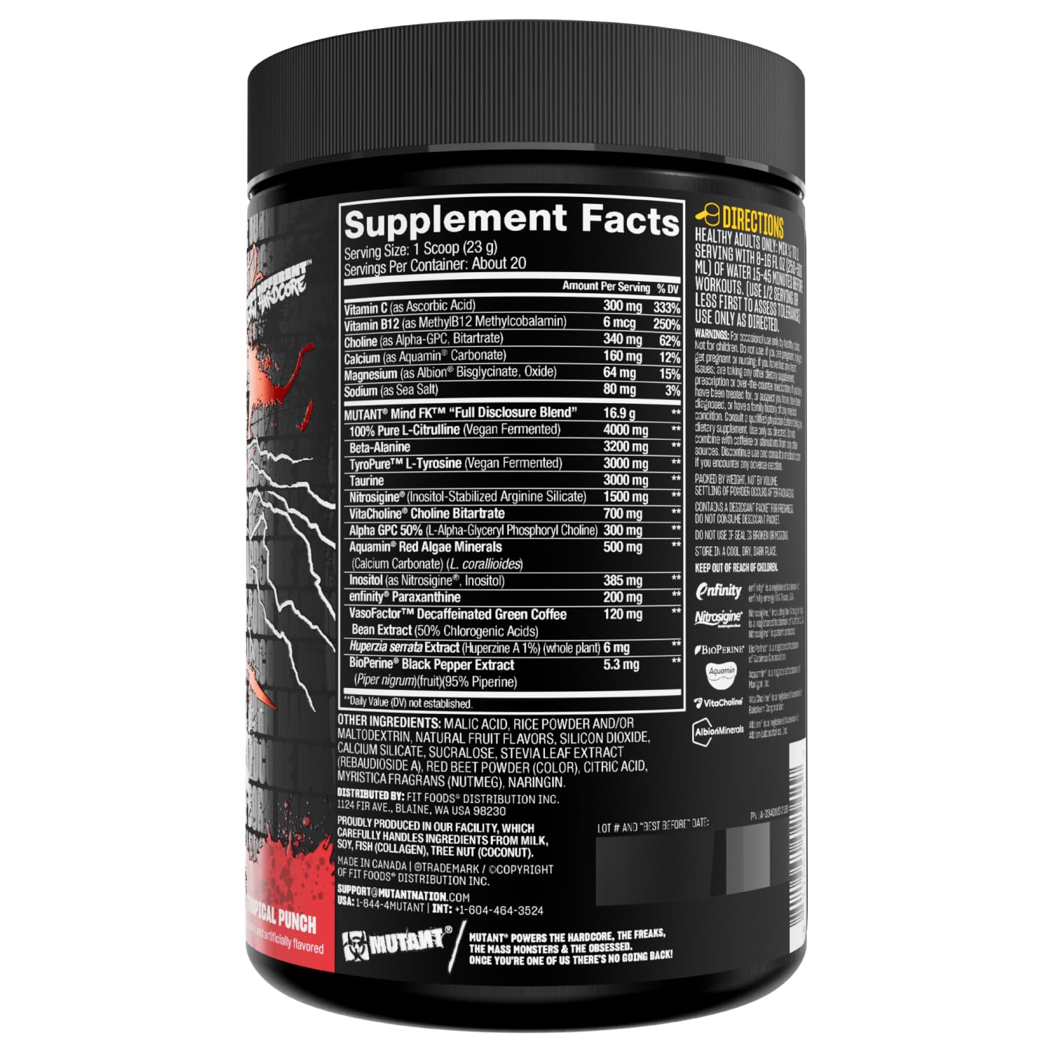 MUTANT MindFK, Epic Nootropic Pre-Workout, Tropical Punch, 16.2 oz — Amazon image 8