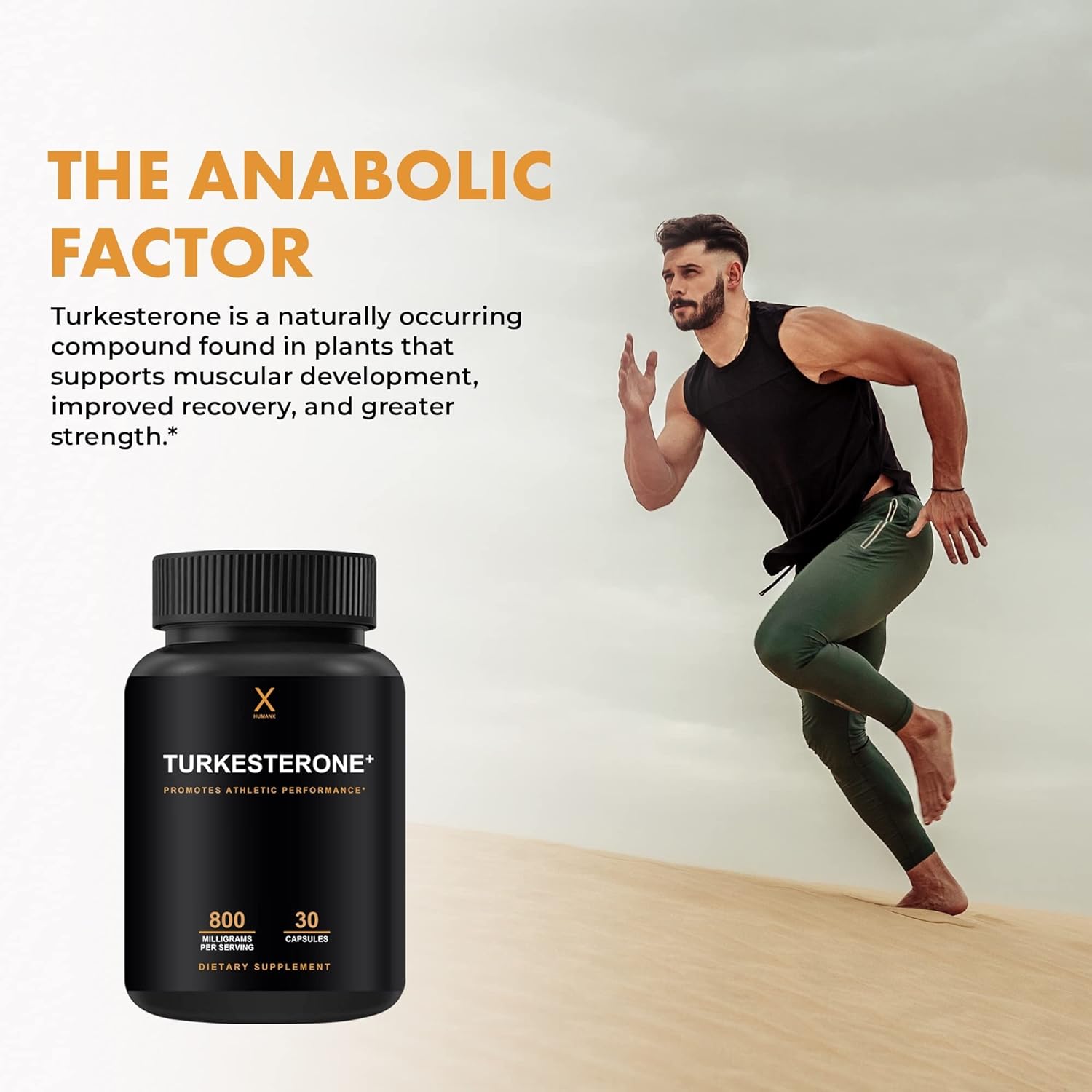 HUMANX Turkesterone+ 800mg - USA Third Party Tested (Similar to Ecdysterone) for Muscular Development & Dynamic Athletic Performance - Natural Anabolic - Non GMO, Vegan - Turkesterone Supplement