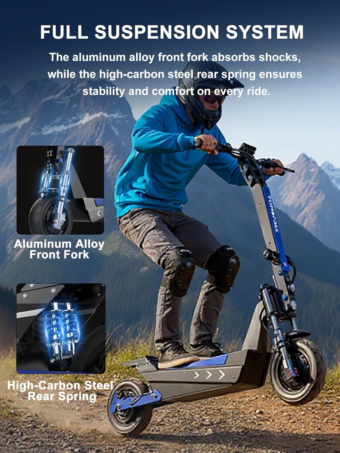 40/50MPH Electric Scooter Adults, 3000W/6000W Motor, 60V35Ah, 84Nm, 55Miles Fast Sports Dual Motor Escooter, 11" Foldable Off-Road E Scooter, Hydraulic Brakes