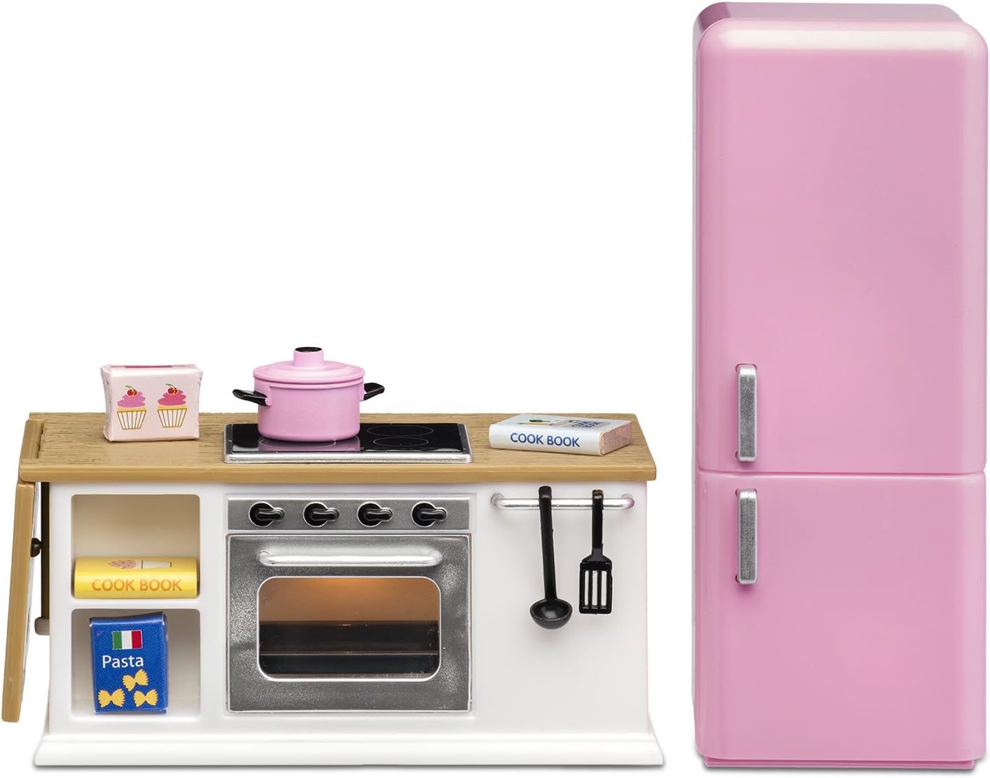 Lundby Dollhouse White Kitchen Furniture Cooker Oven Fridge Set 1:18 Scale