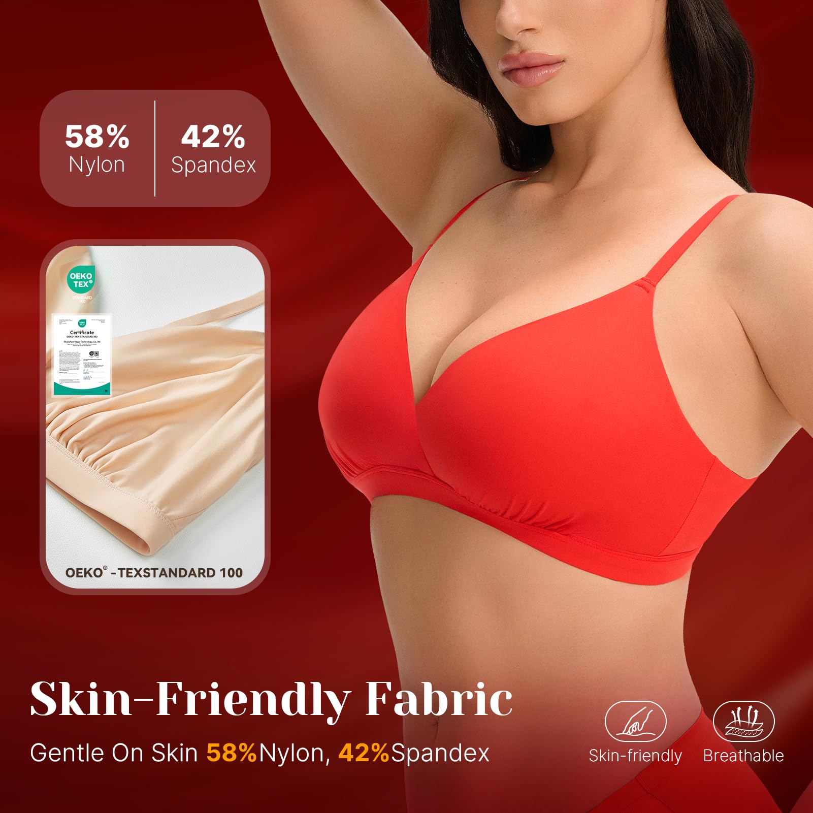 Feng Shui Bralette a Triangolo da Donna Reggiseno Profondo Non Imbottito Reggiseni Push up Senza Cuciture Reggiseno Confortevole per Tutti i Giorni Senza Fili