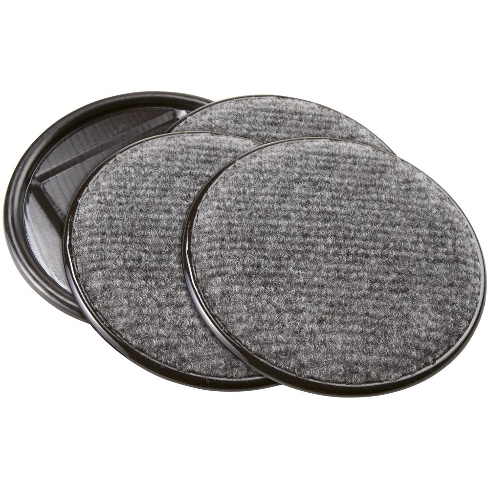 softtouch 4" Round Carpet Bottom Furniture Caster Cups to Protect Hardwood Floors, Brown/Gray (4 Pack)