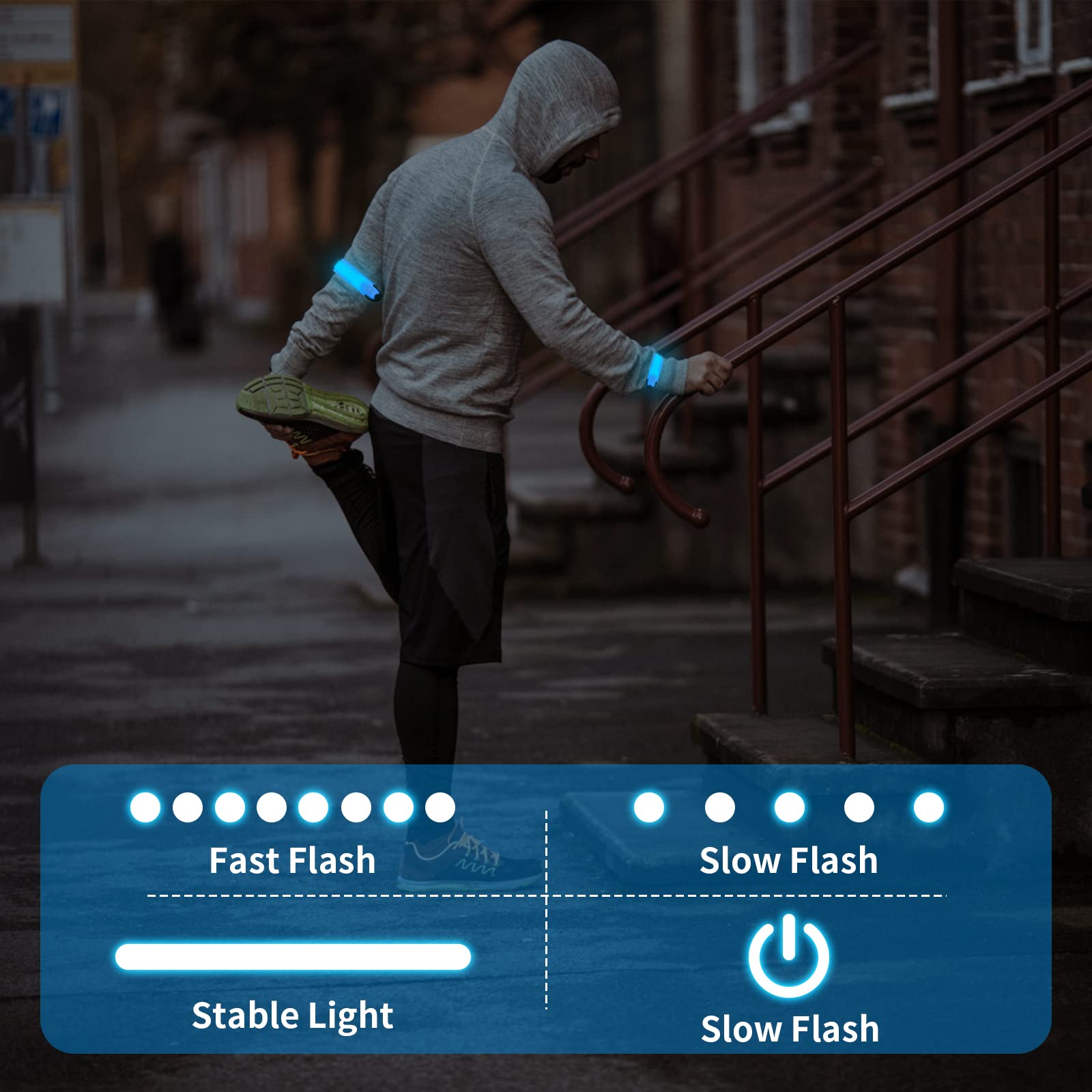 Brassard Reflechissant LED Running, Bande Clignotant Ajustable Bracelet Lumineux LED de Sécurité pour Course, Cyclisme, Rouge - Sport