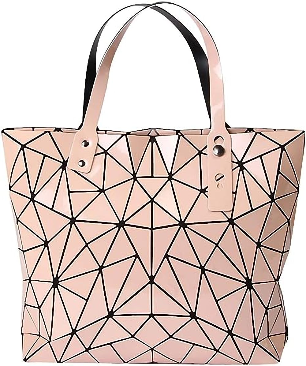UlalazaGeometric Lattice Top-handle Handbag for Women Matte Tote Purse Handbags Geometry Shoulder Bag
