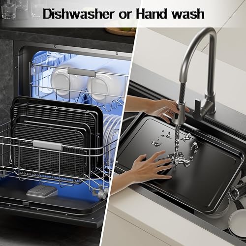 Miniatura 9 de Air Fryer Basket for Oven, Large 15.7" × 11.6" Air Fryer Pans for Convection Oven with 30 Sheet Parchment Papers, THORSES Non-Stick Stainless Steel