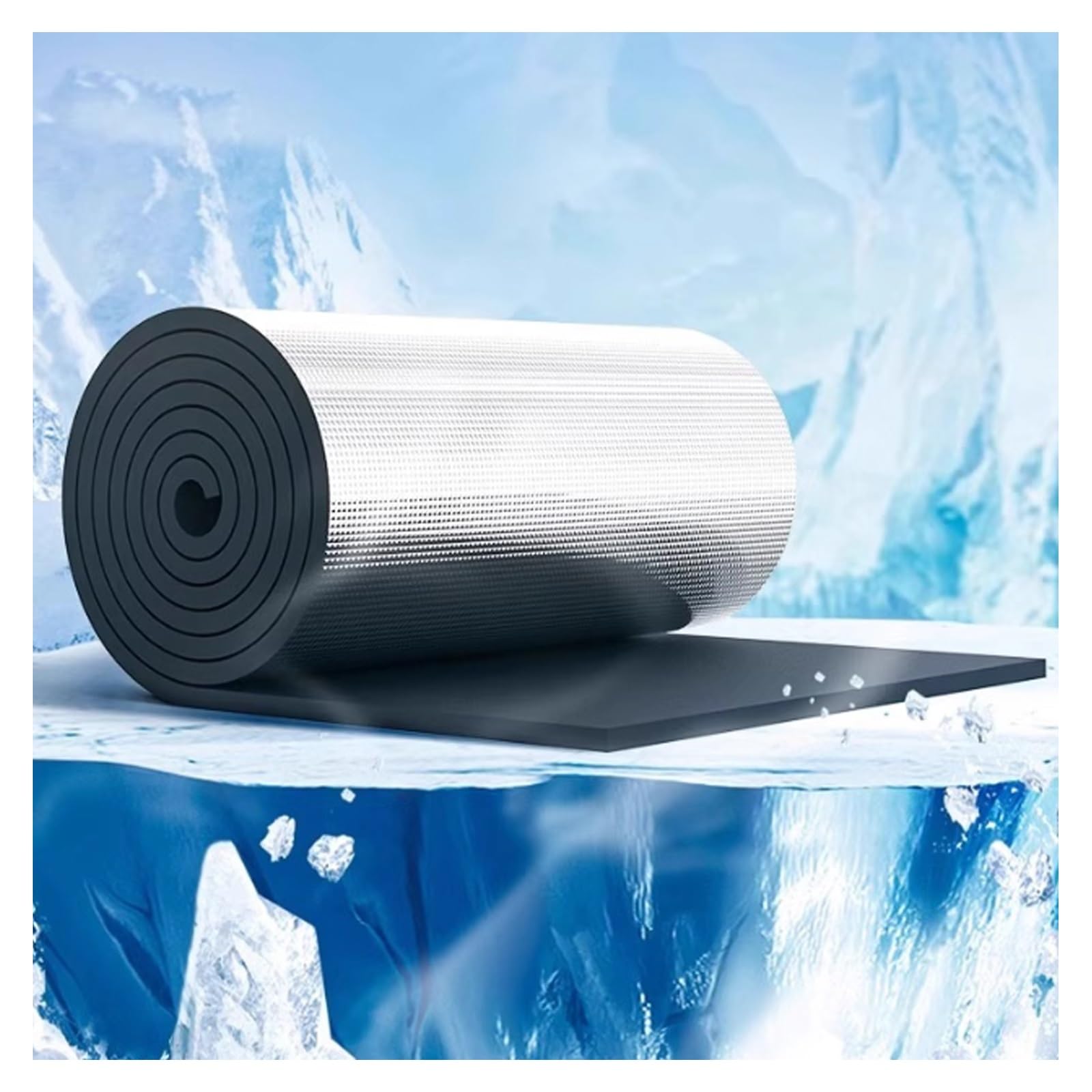 Aislamiento Termico Autoadhesivo Película aluminio Reflectante，Material de aislamiento caucho y plástico，Impermeable Aislante Térmico Reflexivo Lámina Aislante.(1*8m/3.2*26ft,25MM(THK))