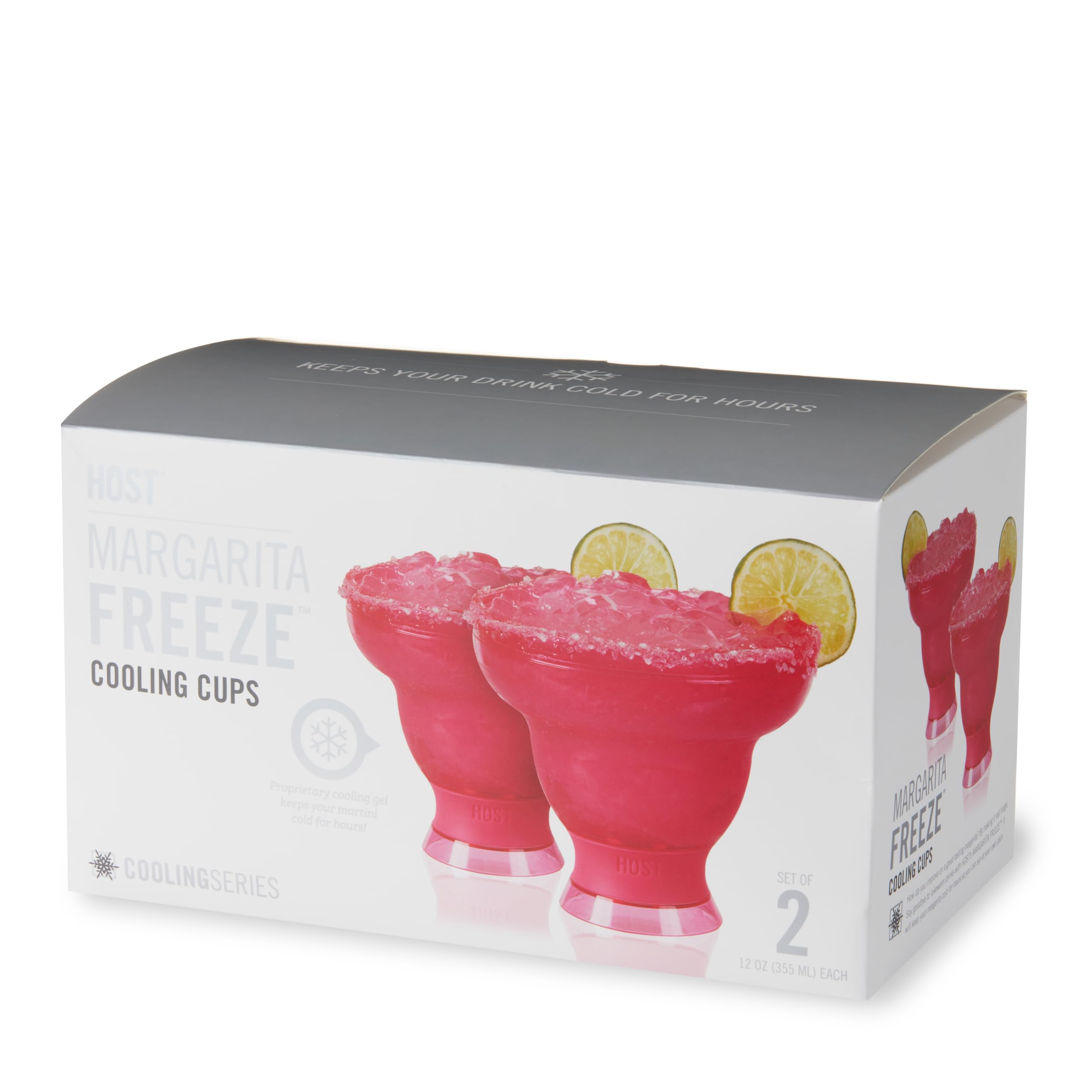 Host Freeze Cocktail, Frozen Cup, doppelwandig, Kunststoff, Margarita-Set, moderne Trinkgläser, 340 ml, Pink, 2 Stück