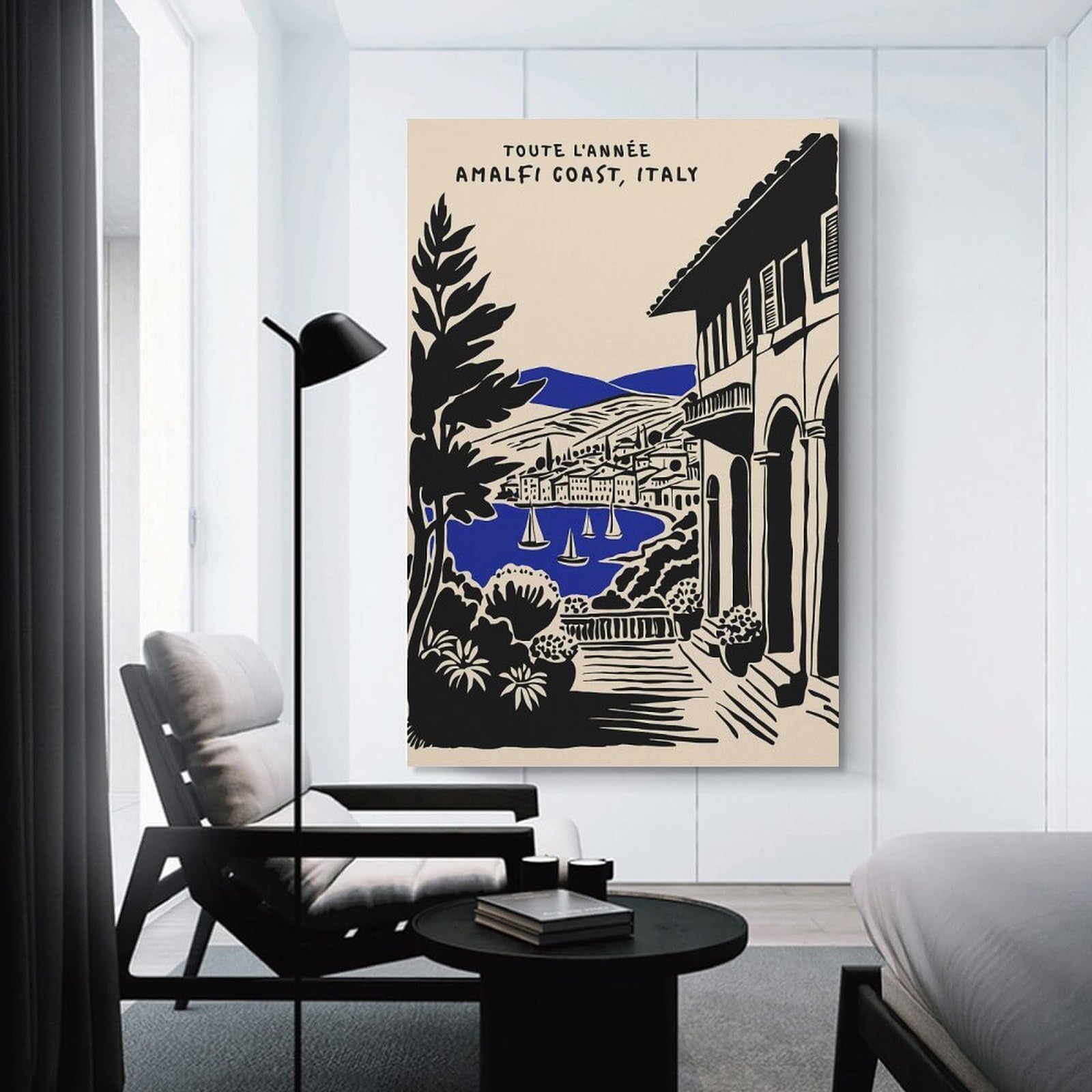 Junmoney Amalfi Coast, Italy Travel Canvas Wall Art, 24x36inch(60x90cm), for Bedroom, Guest Room Or Reading Nook, Decorative Wall Art for Cosy Rooms