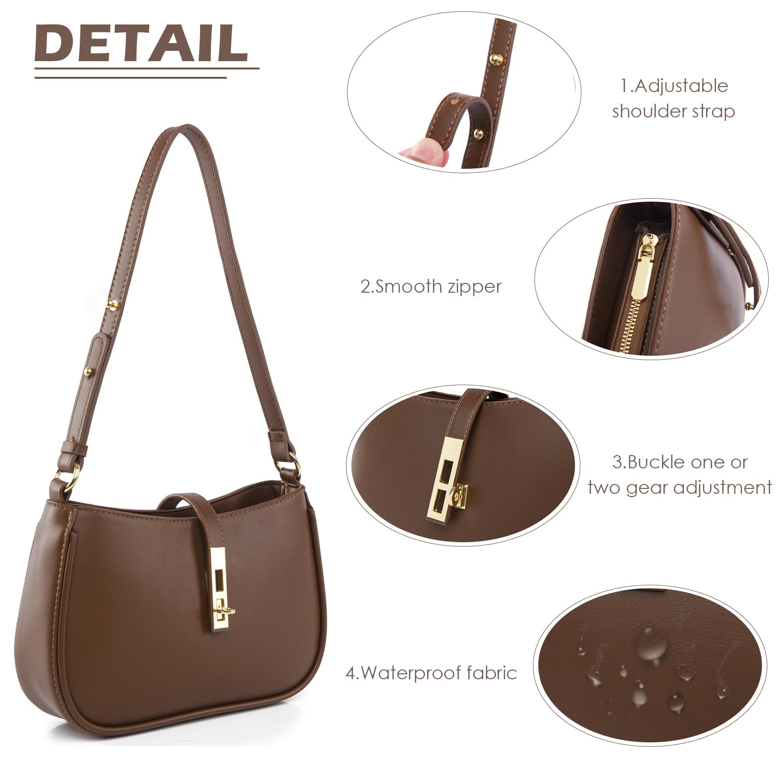 Travistar Handtasche Damen Klein Elegant Schultertasche Damen PU Leder Hobo Bag Y2k Tasche Satteltasche Aesthetic Abendtasche Clutch mit Reißverschluss Coole Umhängetasche für Teenager Mädchen