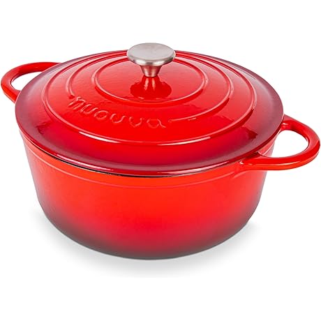 Cast Iron Dutch Oven with Lid – Non-Stick Ovenproof Enamelled Casserole Pot