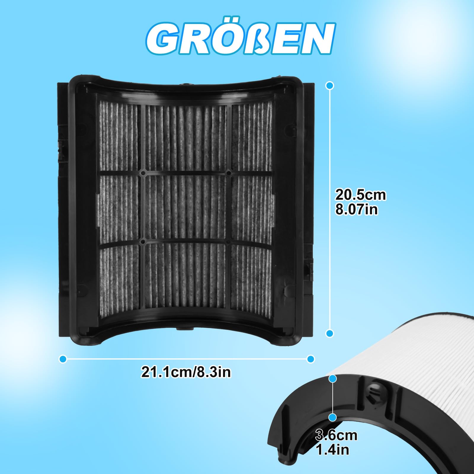 KEEPOW Ersatzfilter für Dyson Luftreiniger HP04 TP04 DP04 PH04 HP09 TP09 HP07 TP07 PH03 PH01, 2-in-1 HEPA Filter und Aktivkohlefilter für Dyson Pure Hot and Cool
