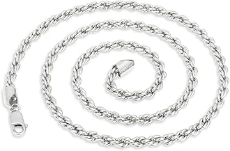 925 Sterling Silver Rope Chain Lobster Clasp 2.5mm Silver Chain for Men Women Silver Necklace Chain 16-30 Inches