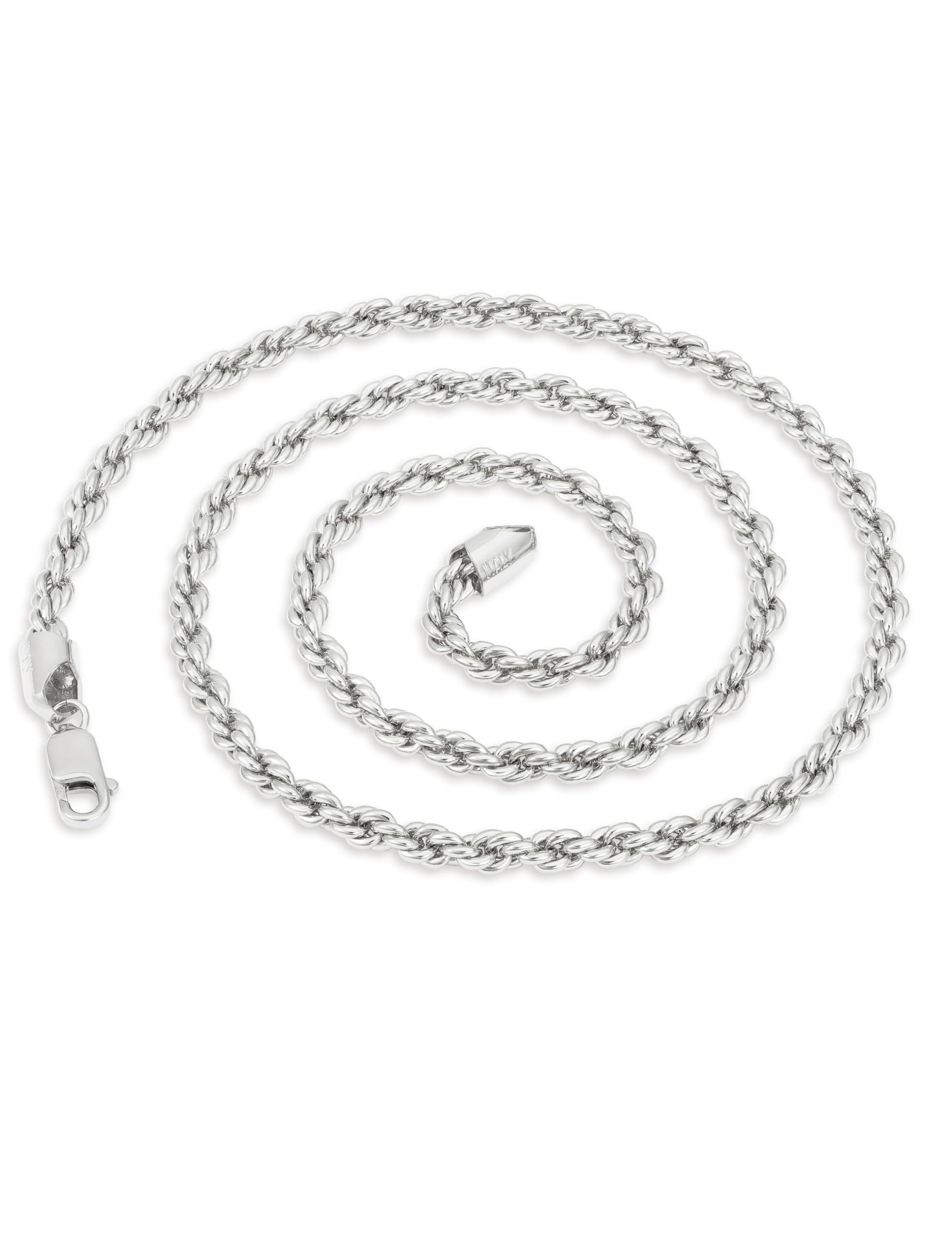 925 Sterling Silver Rope Chain Lobster Clasp 2.5mm Silver Chain for Men Women Silver Necklace Chain 16-30 Inches