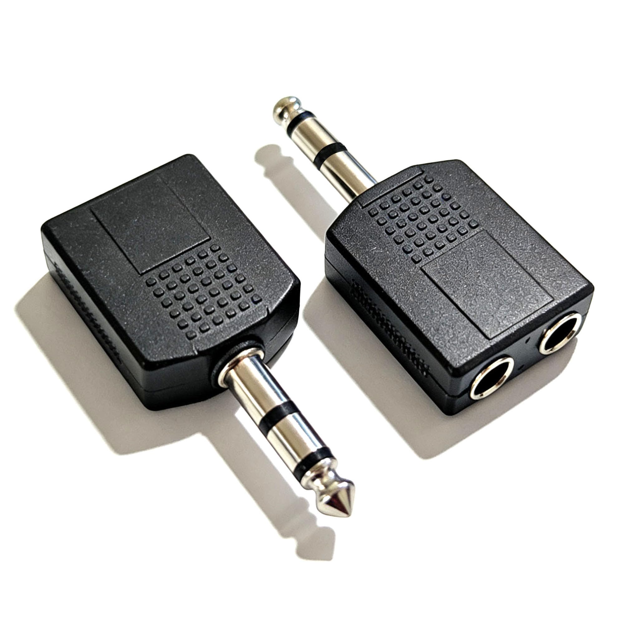 Adaptador de audio de interconexión estéreo de 6,5 mm, TRS macho de 6,35 mm a dos cabezales de audio hembra de 6,35 mm M-2 x 6,35 mm F-TRS