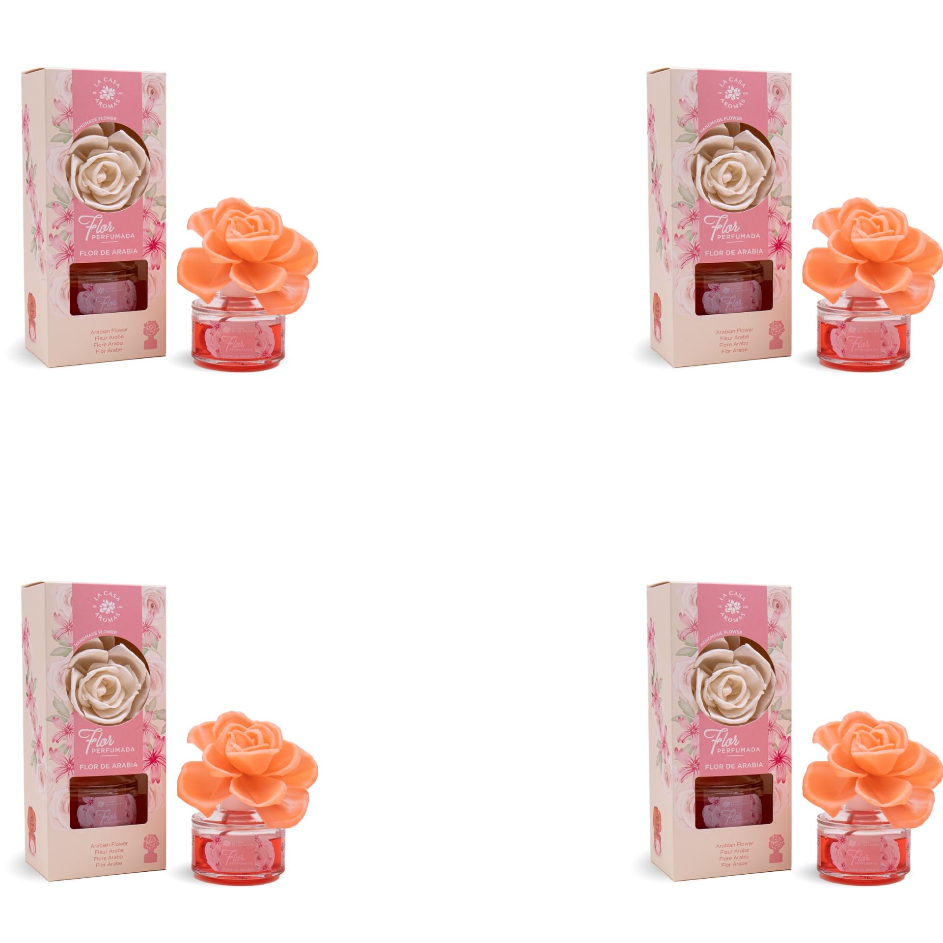 BricoLoco. Mikado dolce decorativo fiore 65ml Arabia. Più comodo e sicuro delle candele. Deodorante per la casa, la Aroma fresco. Decorazione. Aromaterapia. (4 pezzi)