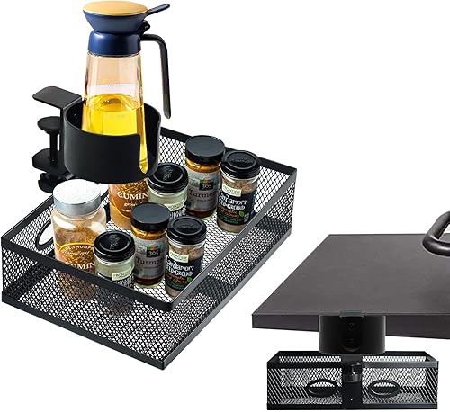 WOMACO Organizador de parrilla para parrilla Blackstone de 28"36", organizador de parrilla giratorio de 360 para accesorios de parrilla Blackstone,