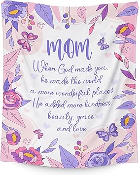 Blanket Gifts for Mom from Daughter Son - Cozy Soft Fleece 30x40 Inch Throw Blankets - Gift Mom a Colorful Blanket for Festivals Holidays