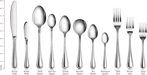 Miniatura 4 de New Star Foodservice 58864 Slimline Pattern, 180 de acero inoxidable, juego de cubiertos de 36 piezas