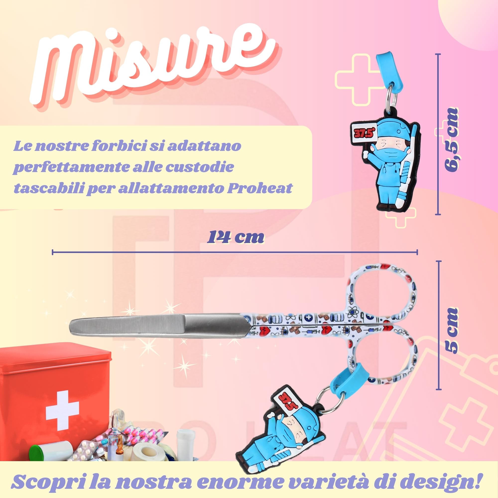 Ph Pro Heat Forbici Infermiere - Forbice Infermiere Professionale Dritte per Bendaggio - Accessori Infermieristica.